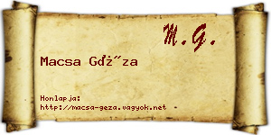 Macsa Géza névjegykártya